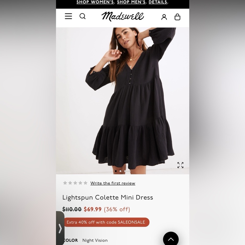 Madewell dark gray Long Sleeve Lightspun Dress - Picture 3 of 7